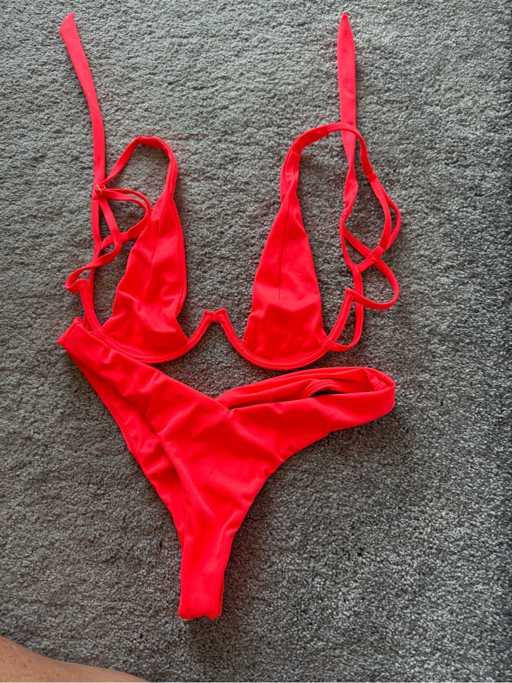 Plumeria magnolia Coral Strappy Underwire Bikini Set - Women Swim Bikini